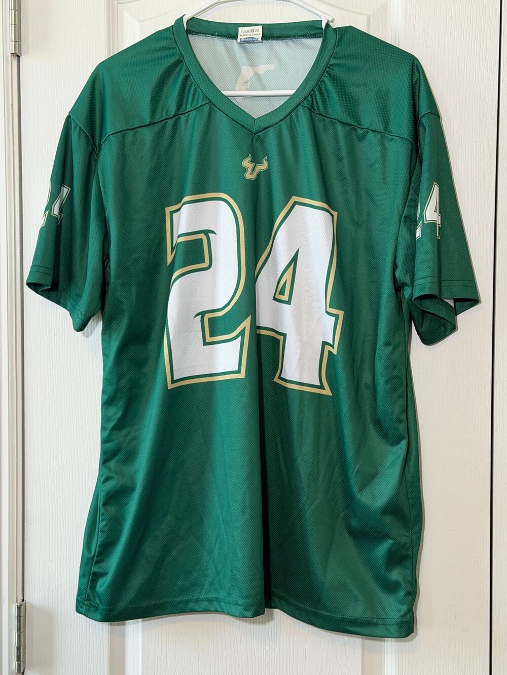 USF Bulls #24 Green Football Jersey University of South Florida NCAA -Size XL